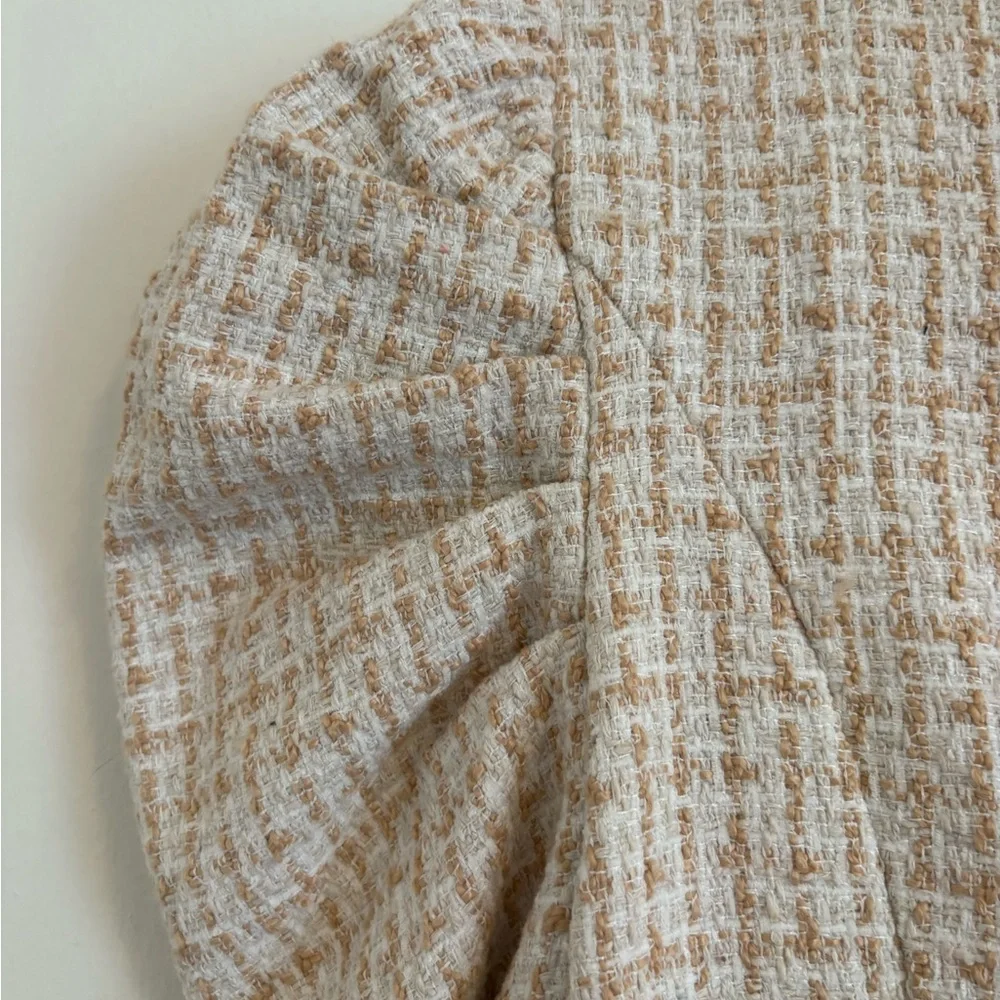 TCEC Black and White Tweed Puff-Sleeve Jumpsuit - Picture 7 of 12